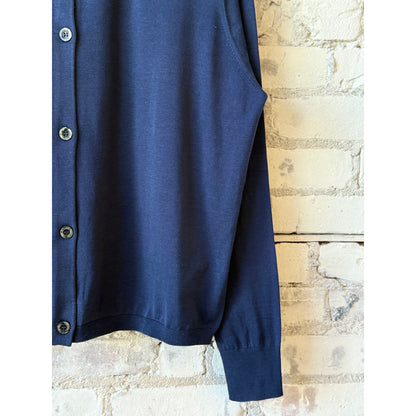 Cotton/Silk Linen Cardigan - Navy - DUNE + SALT