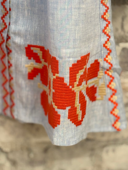 Pixel Rose Mini Dress - Light Blue Melange - DUNE + SALT