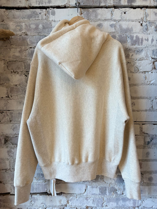 V::Room Tencel Brushed Fleece Reverse Weave Pullover Hoodie - Oatmeal Dim Gray