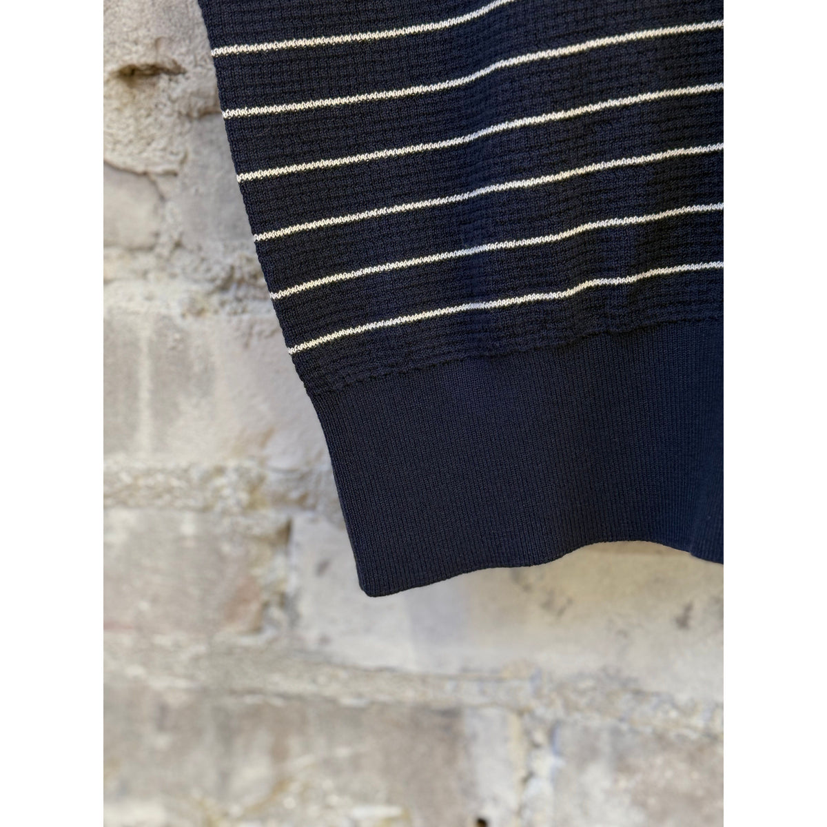 Hartford Men's Waffle Stripe Polo Knitted Pullover - Indigo Black