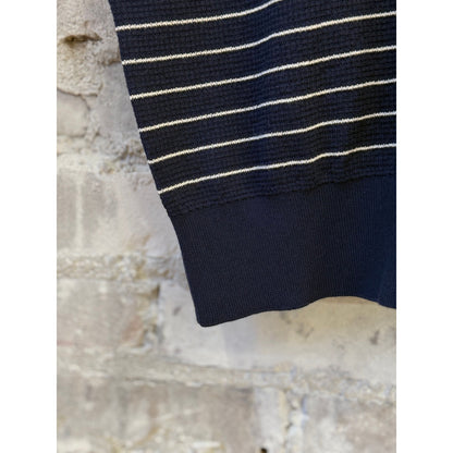 Hartford Men's Waffle Stripe Polo Knitted Pullover - Indigo Black
