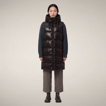 Iria Hooded Vest - Brown Black