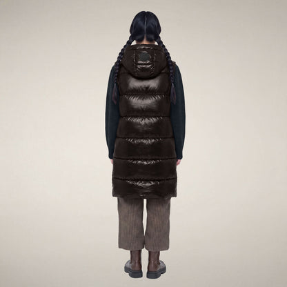 Iria Hooded Vest - Brown Black