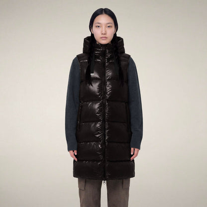Iria Hooded Vest - Brown Black