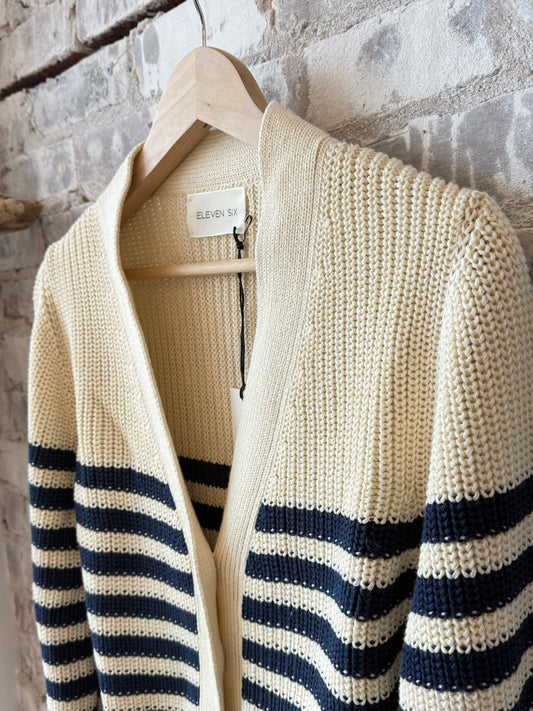 Isla Stripe Cardi - Ivory/Navy - DUNE + SALT