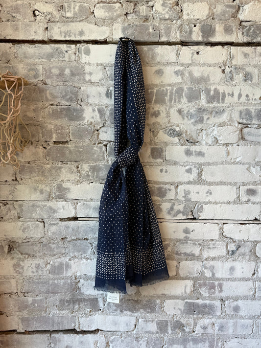 Hartford Women's Scarf Dots Woven Scarf - Indigo Gray