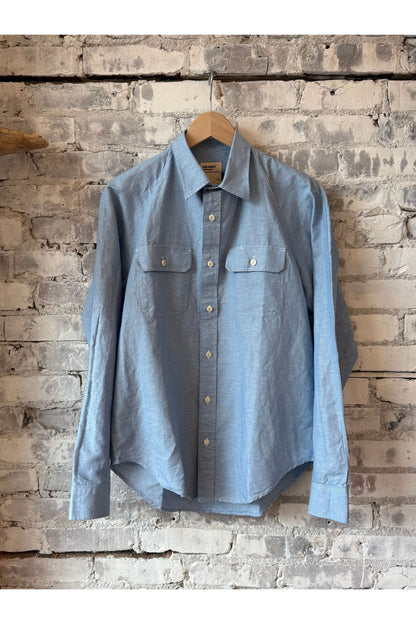 Cotton Hemp Chambray Work Shirt - Trail Blue - DUNE + SALT