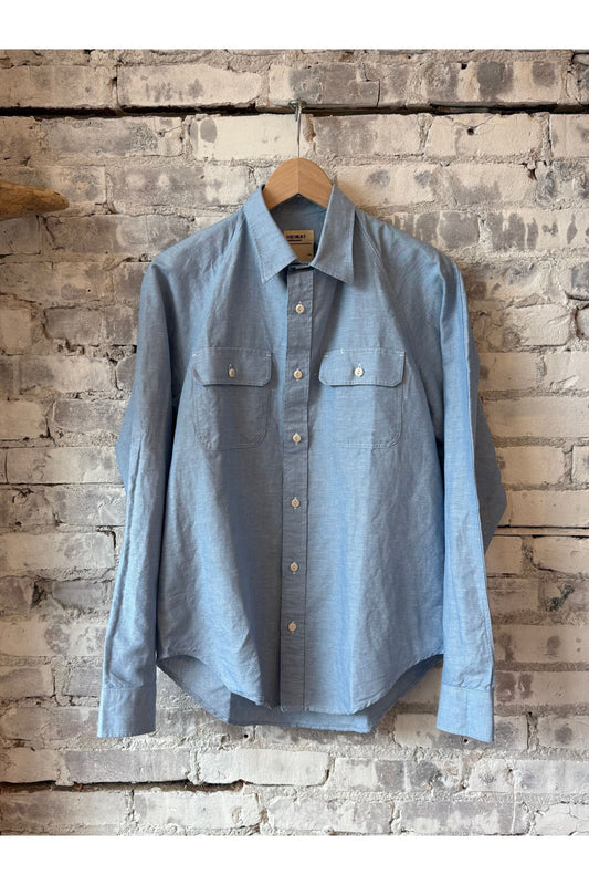 Cotton Hemp Chambray Work Shirt - Trail Blue - DUNE + SALT