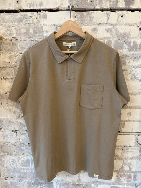 Classic Cotton Jersey Short Sleeve Polo Shirt - Faded Grain - DUNE + SALT