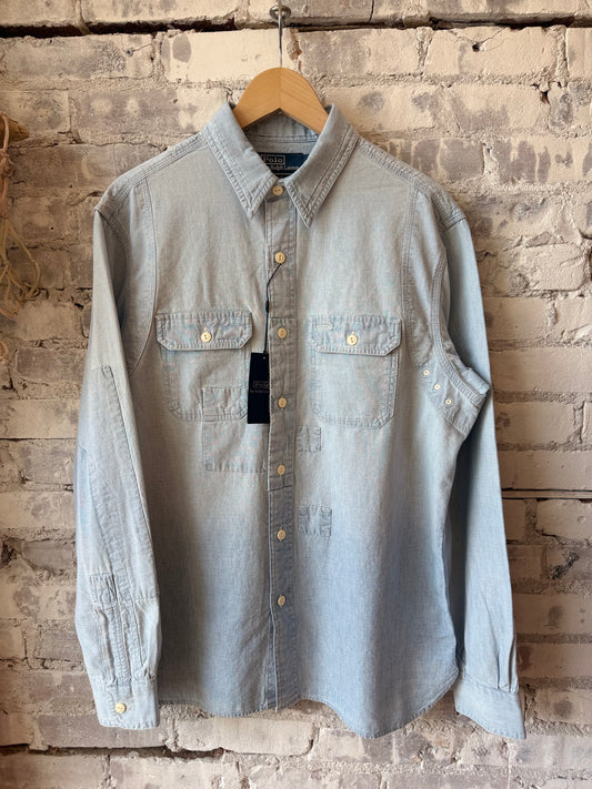 Polo RL Chambray Compass Workshirt - Medium Indigo Gray
