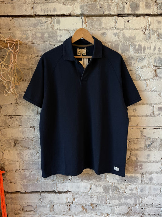Kepani Raffy Pique Knit Polo Shirt - Navy Black