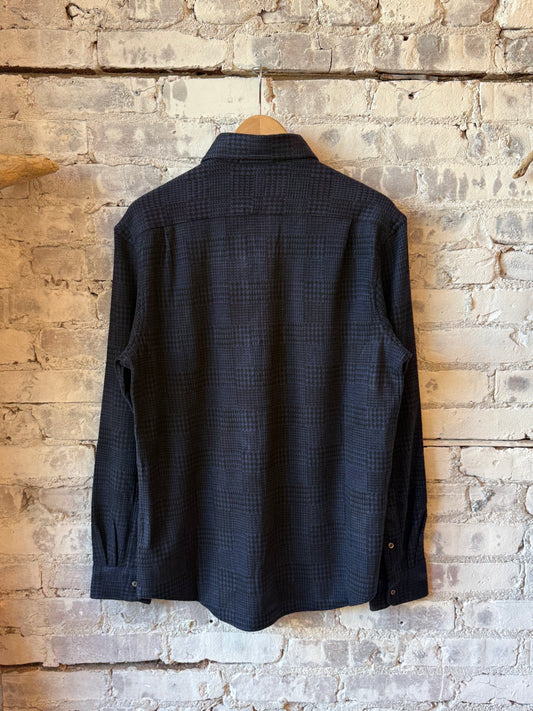 Ralph Lauren Jacquard Knit Flannel Sport Shirt - Dark Cobalt/Polo Black Dark Slate Gray