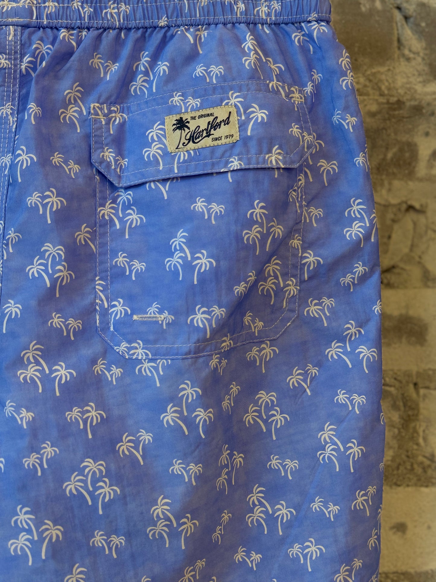"Palms" Nylon Woven Swimshort - Sky Blue