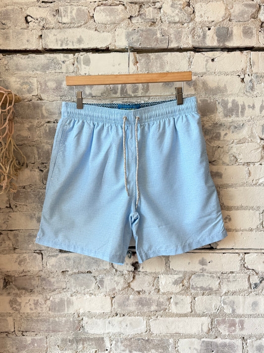 Men's Cyclist Liner Swim Trunks - Solid Linen Sky - DUNE + SALT