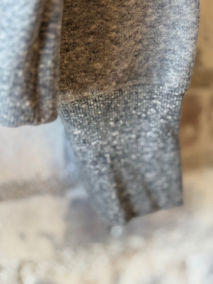 V::Room Cotton Tencel Brushed Fleece LS Cardigan - Heather Charcoal Light Slate Gray