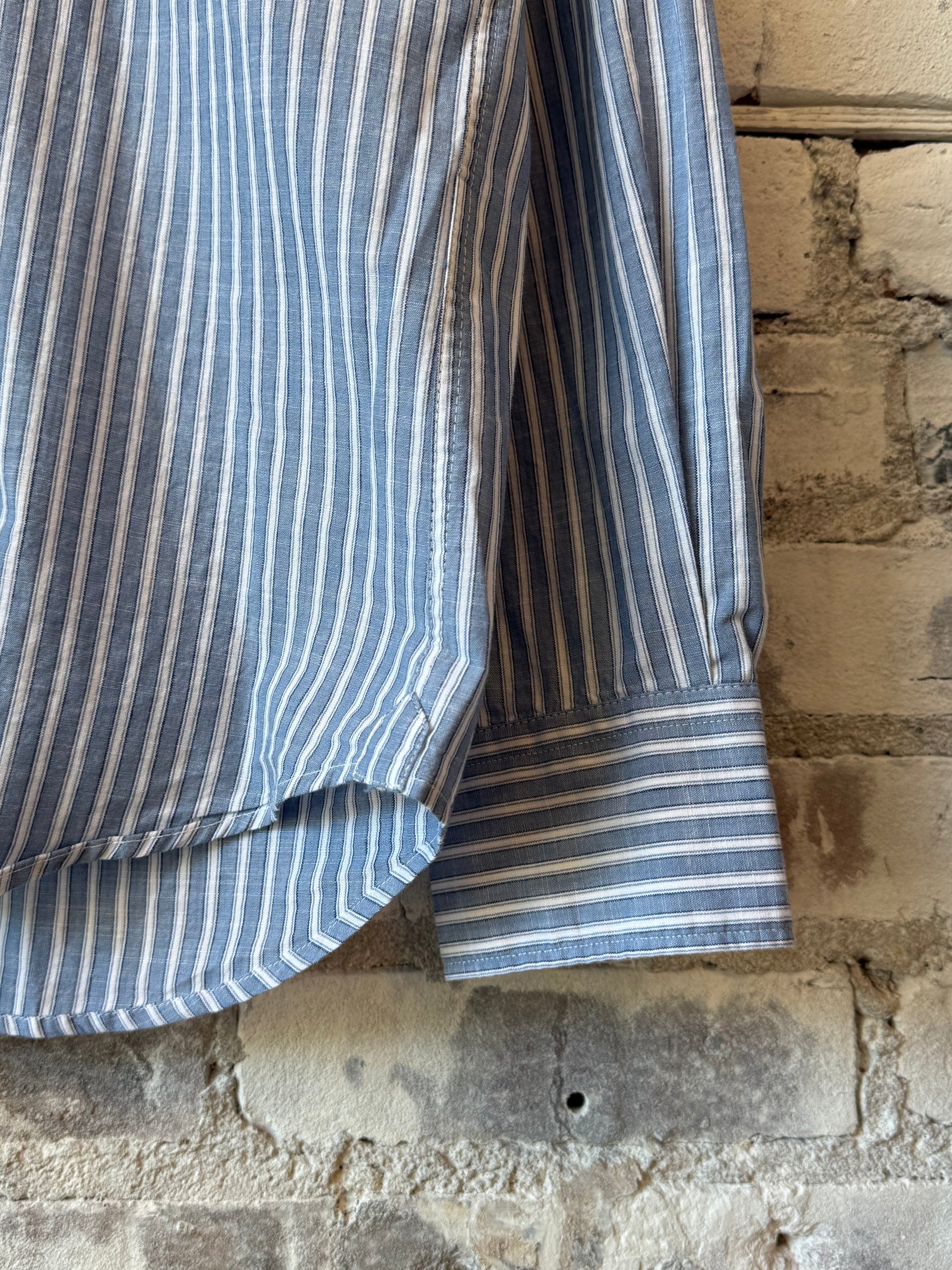 Hartford Men's Paul Striped Woven Shirt - Mid Blue/White Dark Gray