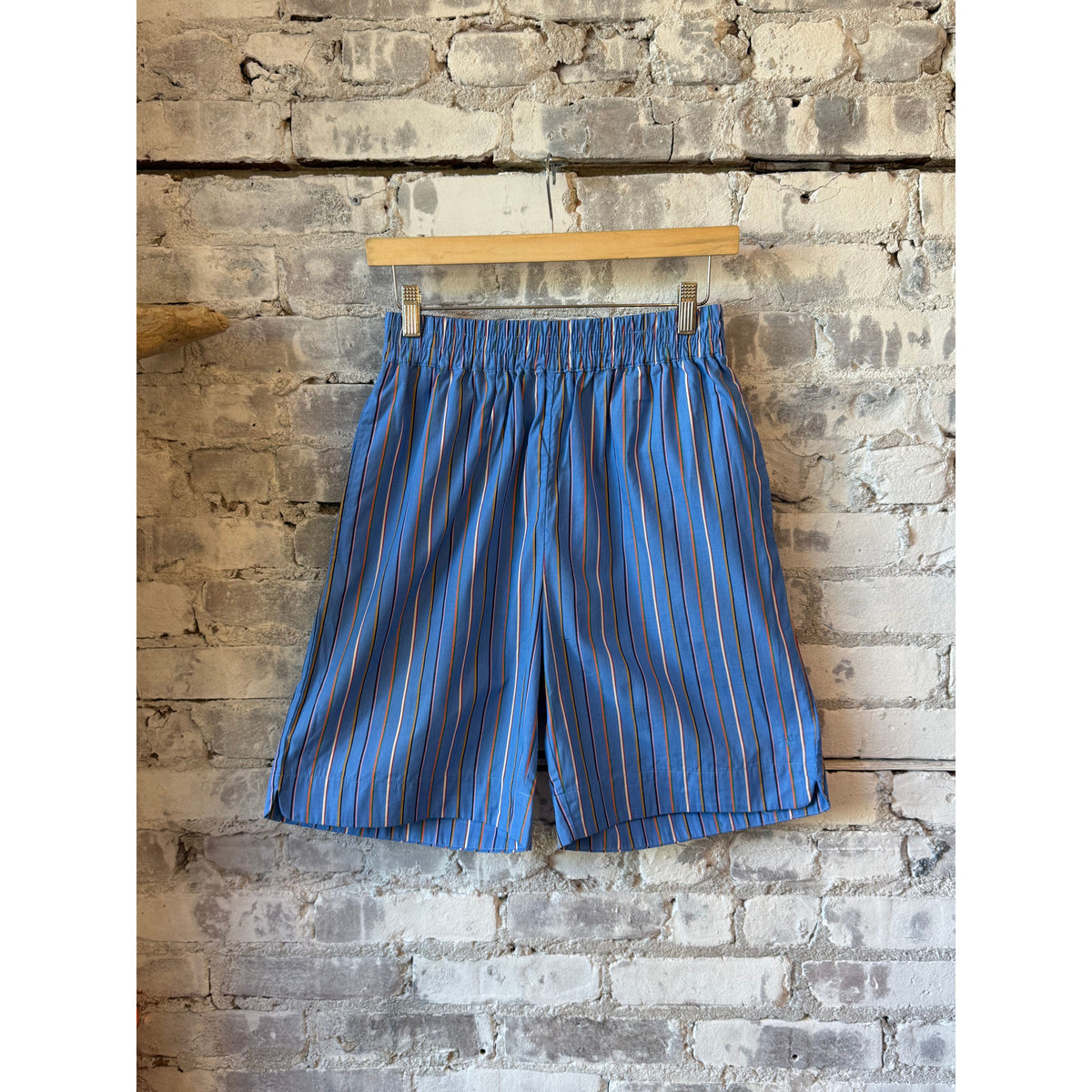 LMND Chiara Striped Mid-Length Shorts - Tutti Frutti/Ink Blue Dark Gray