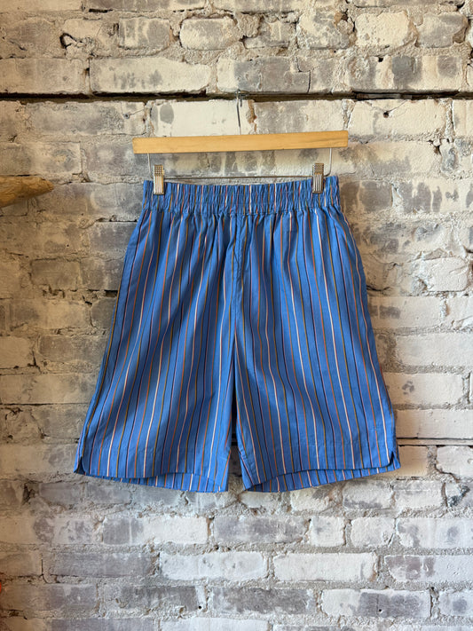 LMND Chiara Striped Mid-Length Shorts - Tutti Frutti/Ink Blue Dark Gray