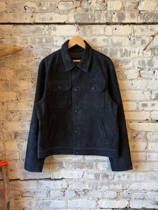 Ralph Lauren Lamb Suede Ashdale Shacket - Collection Navy Black
