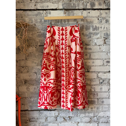 Cartolina Georgia Skirt in Faraway Print - Poppy Rosy Brown