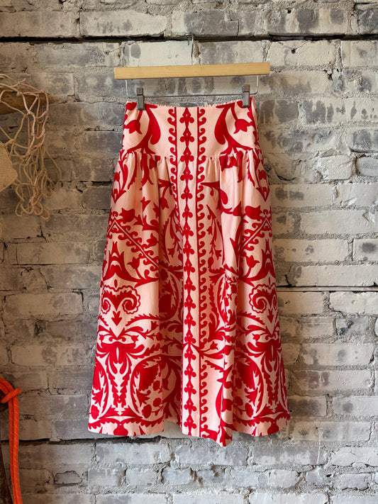 Georgia Skirt in Faraway Print - Poppy