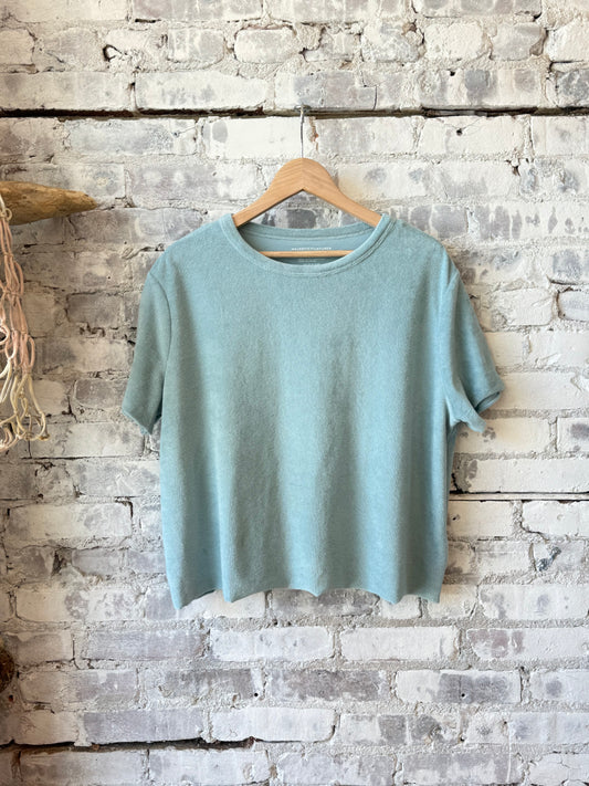 Organic Cotton Terry Semi Relaxed S/S Crewneck - Bleu Calanques - DUNE + SALT