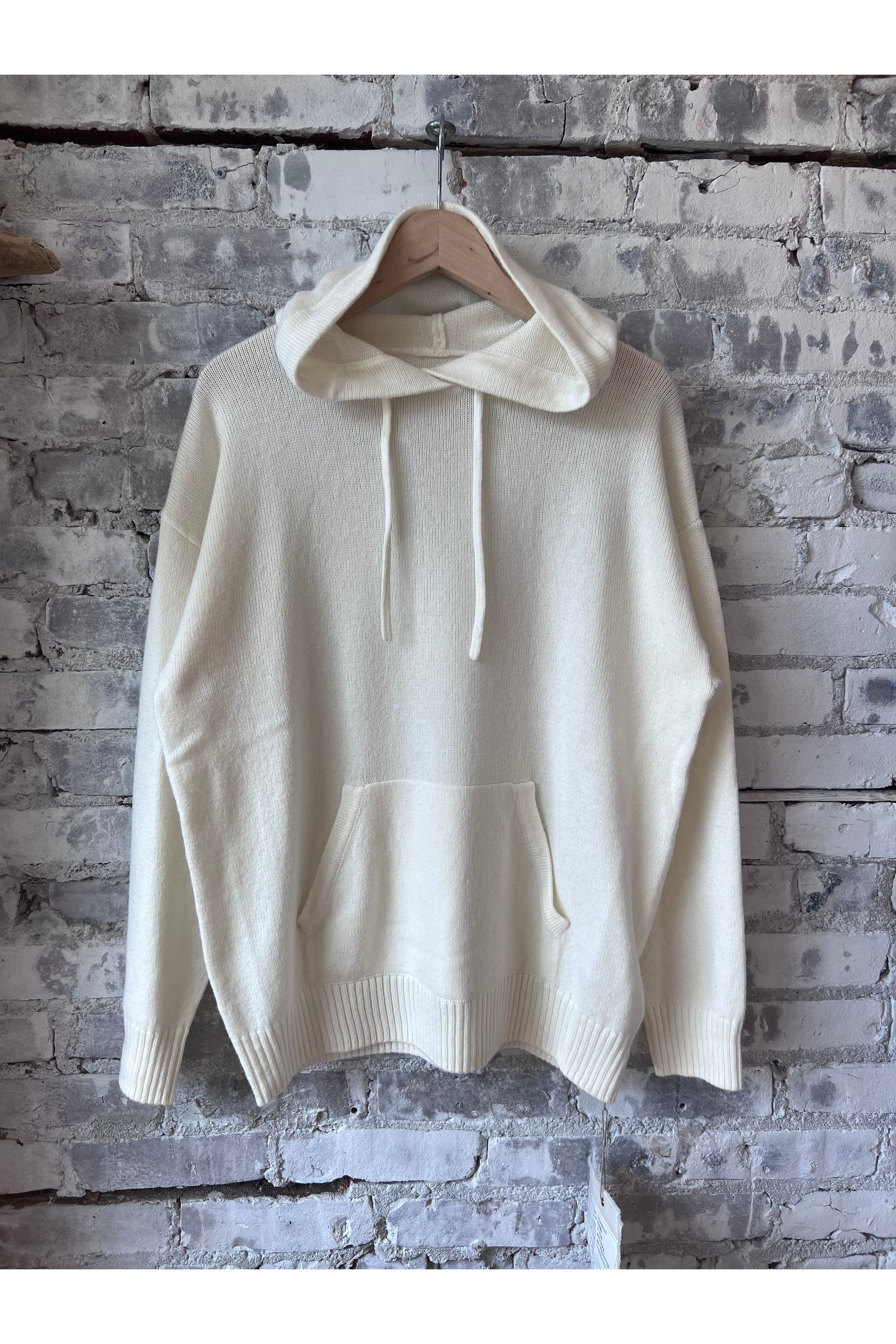 Merino Jersey Knit Loose Hoodie - Ivory - DUNE + SALT