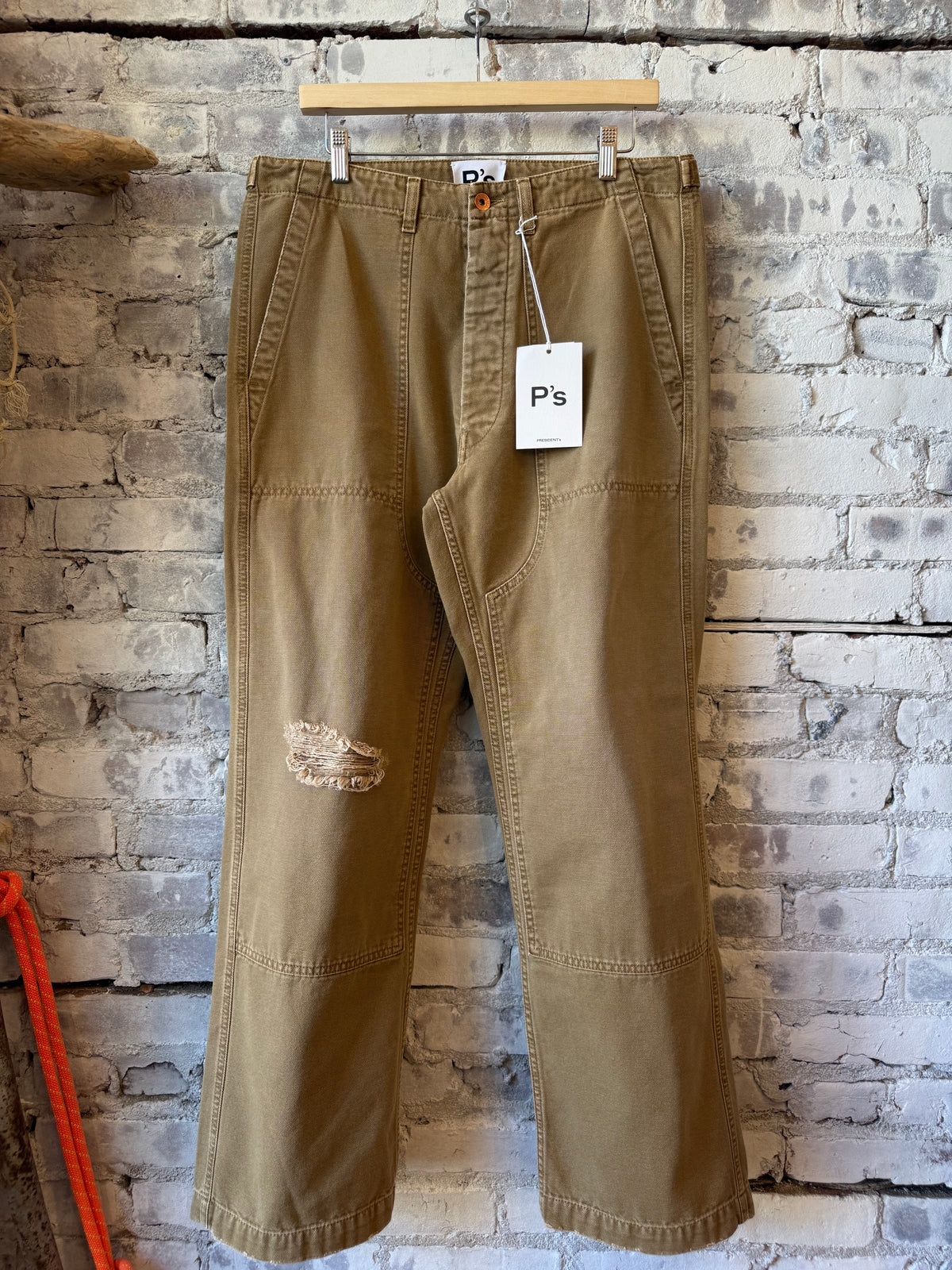 President's Miner Fatigue Canvas Pants in khaki, durable casual pants with a rugged, military-inspired design and multiple front pockets.