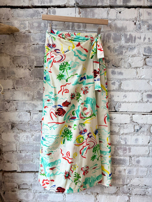 Viscose Twill Wrap Skirt - Stampa Multi - DUNE + SALT