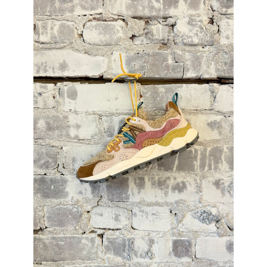 Flower Mountain Yamano 3 Woman Suede/Teddy Sneaker – Light Brown/Rose/Beige Gray