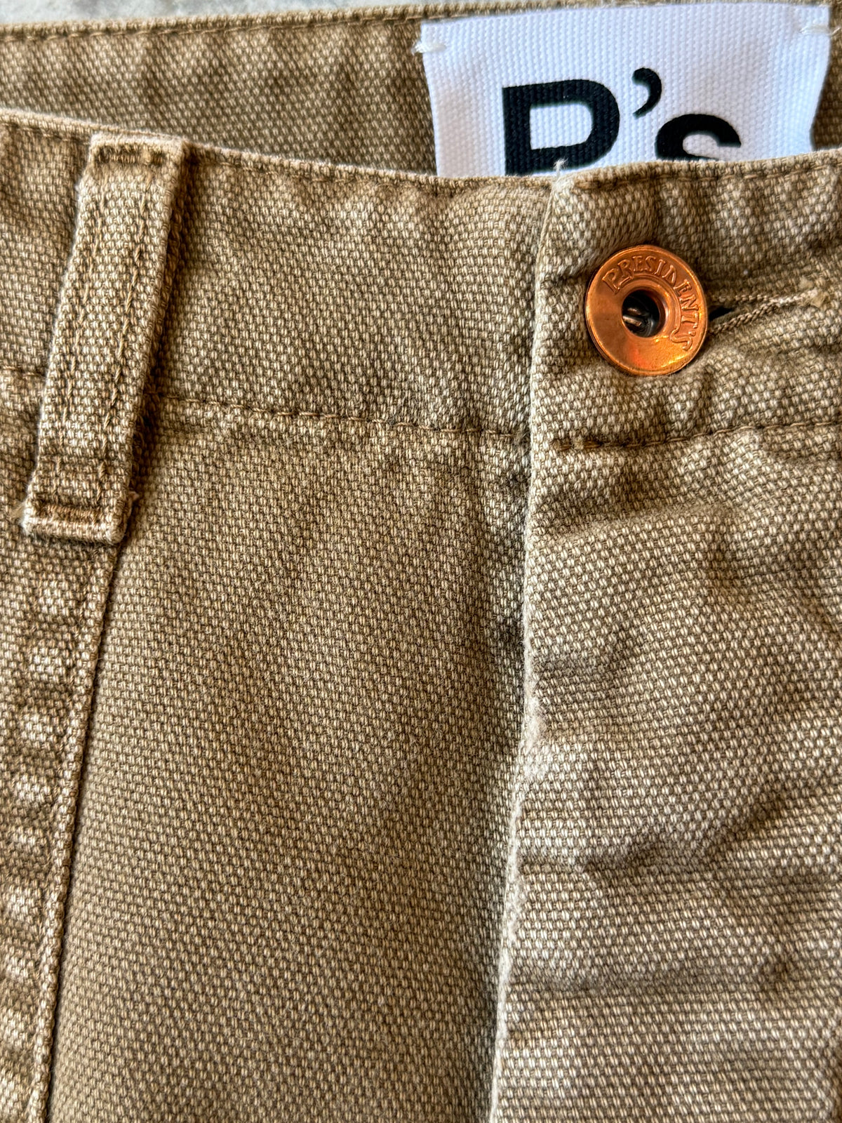Presidents Miner Fatigue Canvas Pants in khaki color, durable work pants with a relaxed fit and multiple utility pockets.