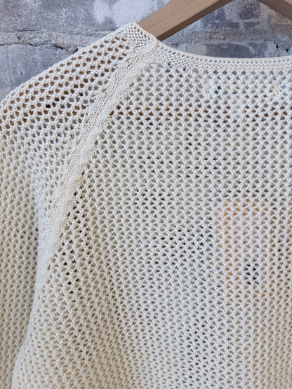 1960s Crochet Cotton Raglan Sweater - - DUNE + SALT