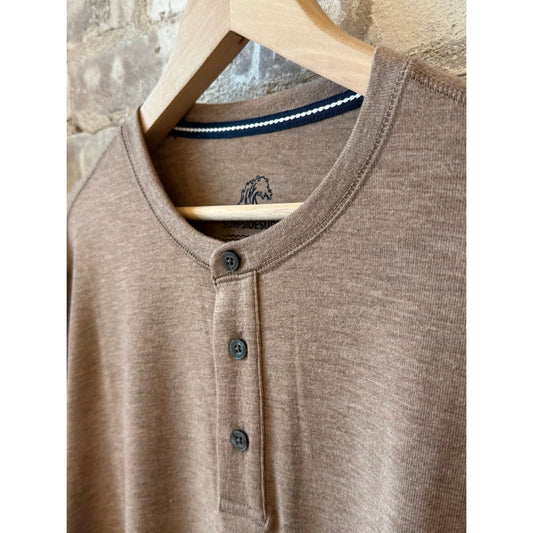 Surfside Supply Sean Super Soft Classic Henley - Camel Heather Rosy Brown