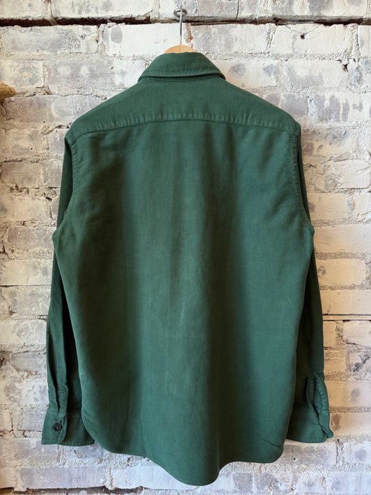 Hartford Men's Paco Pat woven shirt in Irish green, featuring a stylish, textured fabric and classic button-up design.