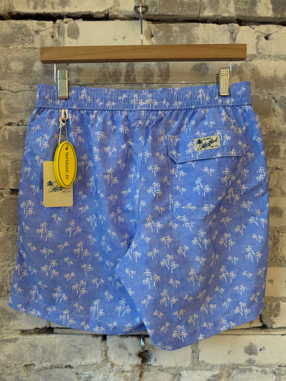 "Palms" Nylon Woven Swimshort - Sky Blue