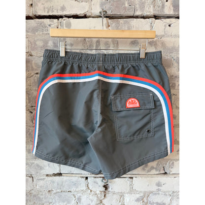 Men's Sundek iconic taffeta boardshort with elastic waist in medium grey, featuring a comfortable fit and stylish design.