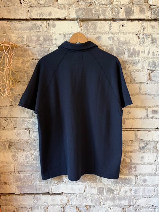 Kepani Raffy Pique Knit Polo Shirt - Navy Dark Slate Gray