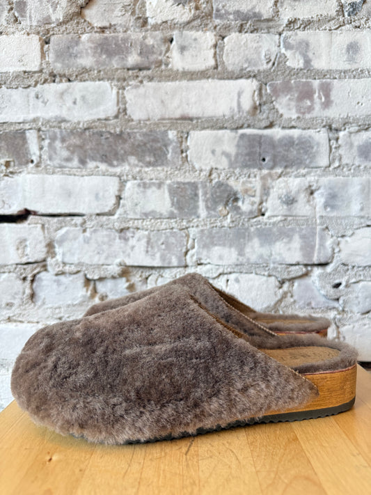 Kunsten Clogs Ella Cashmere/Lambswool Clog - Umber "Inside Out" Light Gray