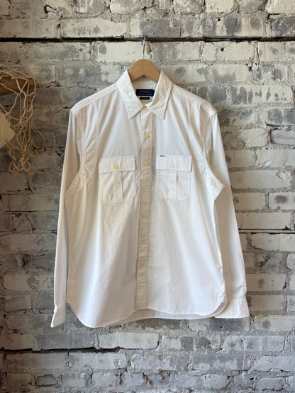 Classic Fit Sateen Workshirt - White - DUNE + SALT