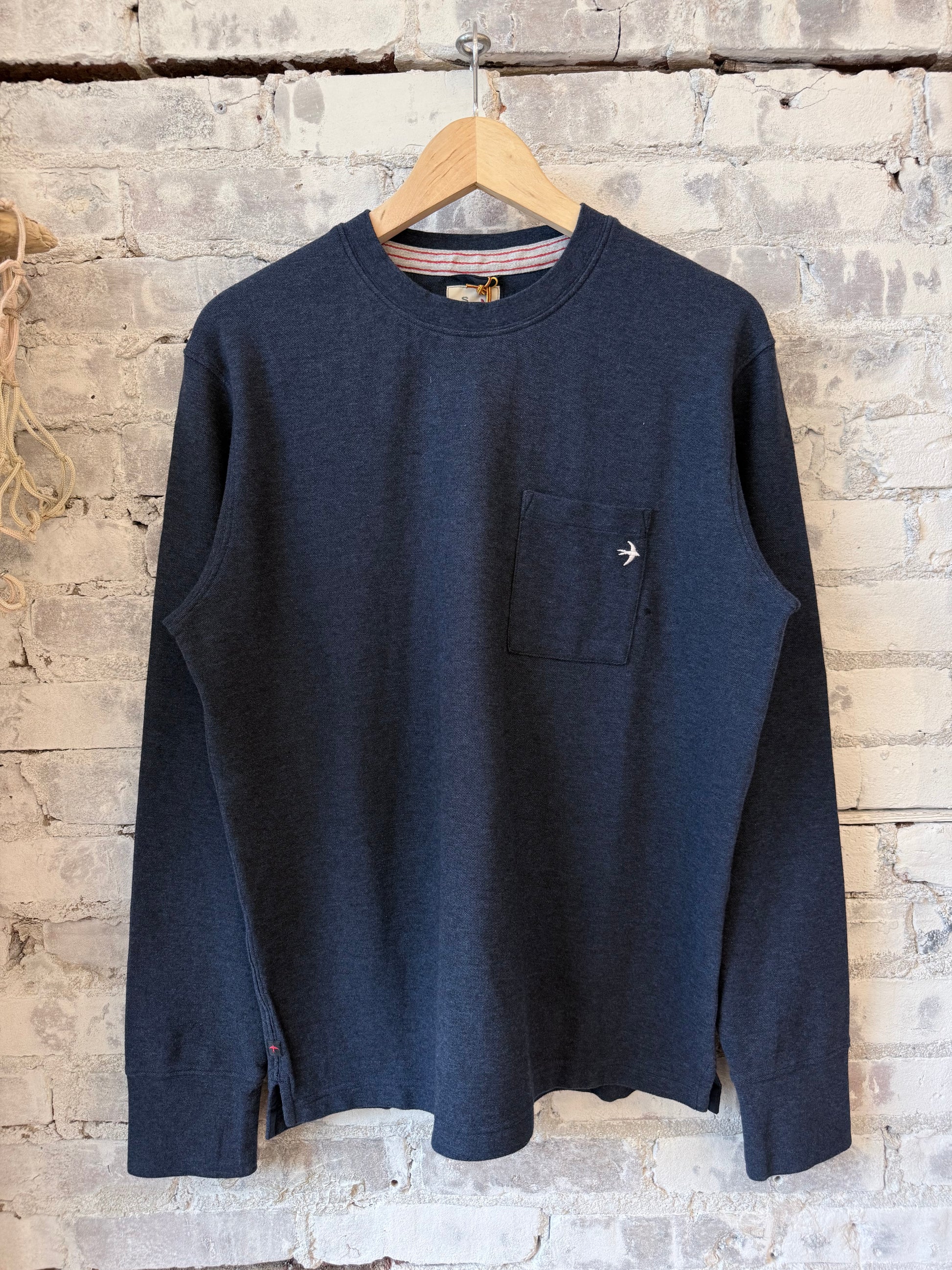 L/S Vintage Pique Crew - Navy Heather - DUNE + SALT