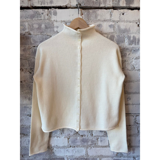 Taylor Cardigan in Cotton Cashmere - Ivory - DUNE + SALT