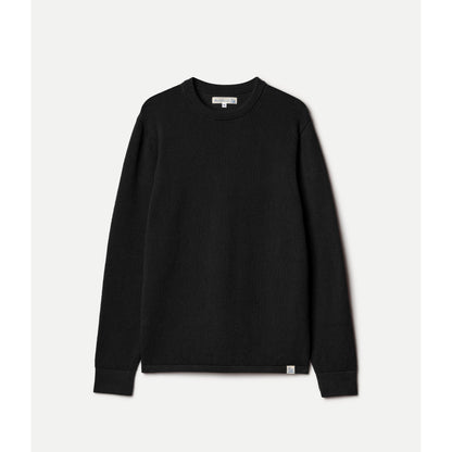Men's lightweight waffle knit sweater in charcoal by Merz B. Schwanen, featuring a soft, textured fabric and classic fit.