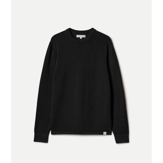 Merz B. Schwanen Lightweight Waffle Knit Sweater - Charcoal Black