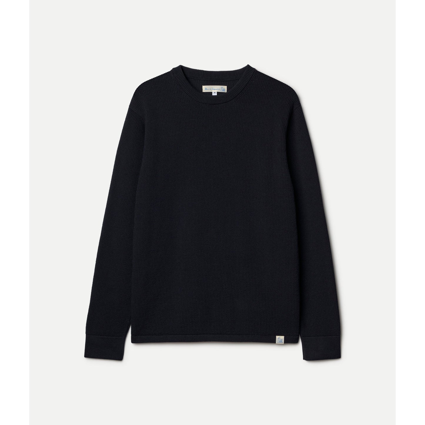 Merz B. Schwanen Lightweight Waffle Knit Sweater - Dark Navy Black