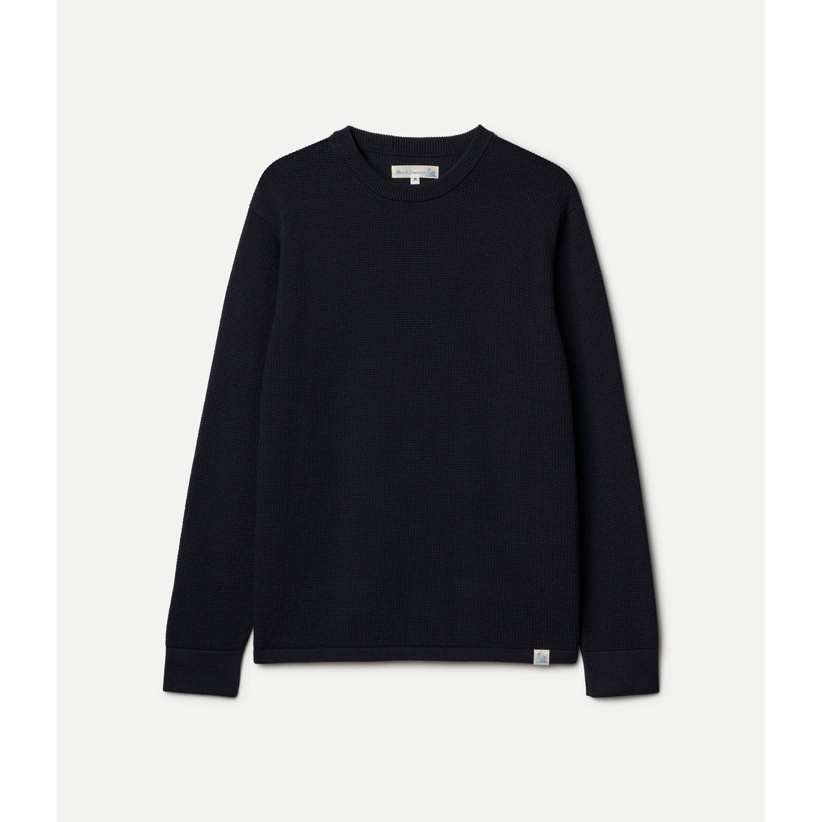 Merz B. Schwanen Lightweight Waffle Knit Sweater - Dark Navy Black