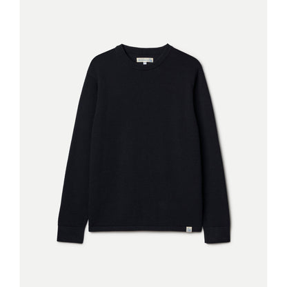 Merz B. Schwanen Lightweight Waffle Knit Sweater - Dark Navy Black
