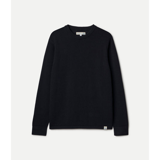Merz B. Schwanen Lightweight Waffle Knit Sweater - Dark Navy Black