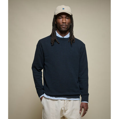 Merz B. Schwanen Lightweight Waffle Knit Sweater - Dark Navy Dark Gray