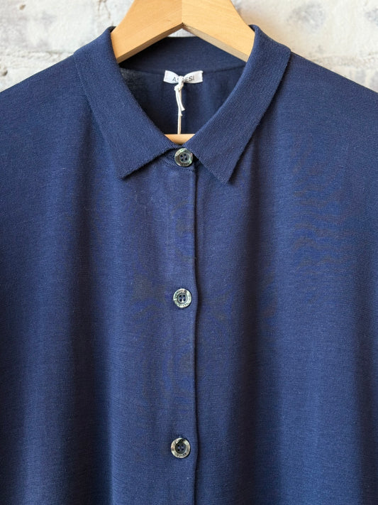 Cotton/Silk Linen Cardigan - Navy - DUNE + SALT