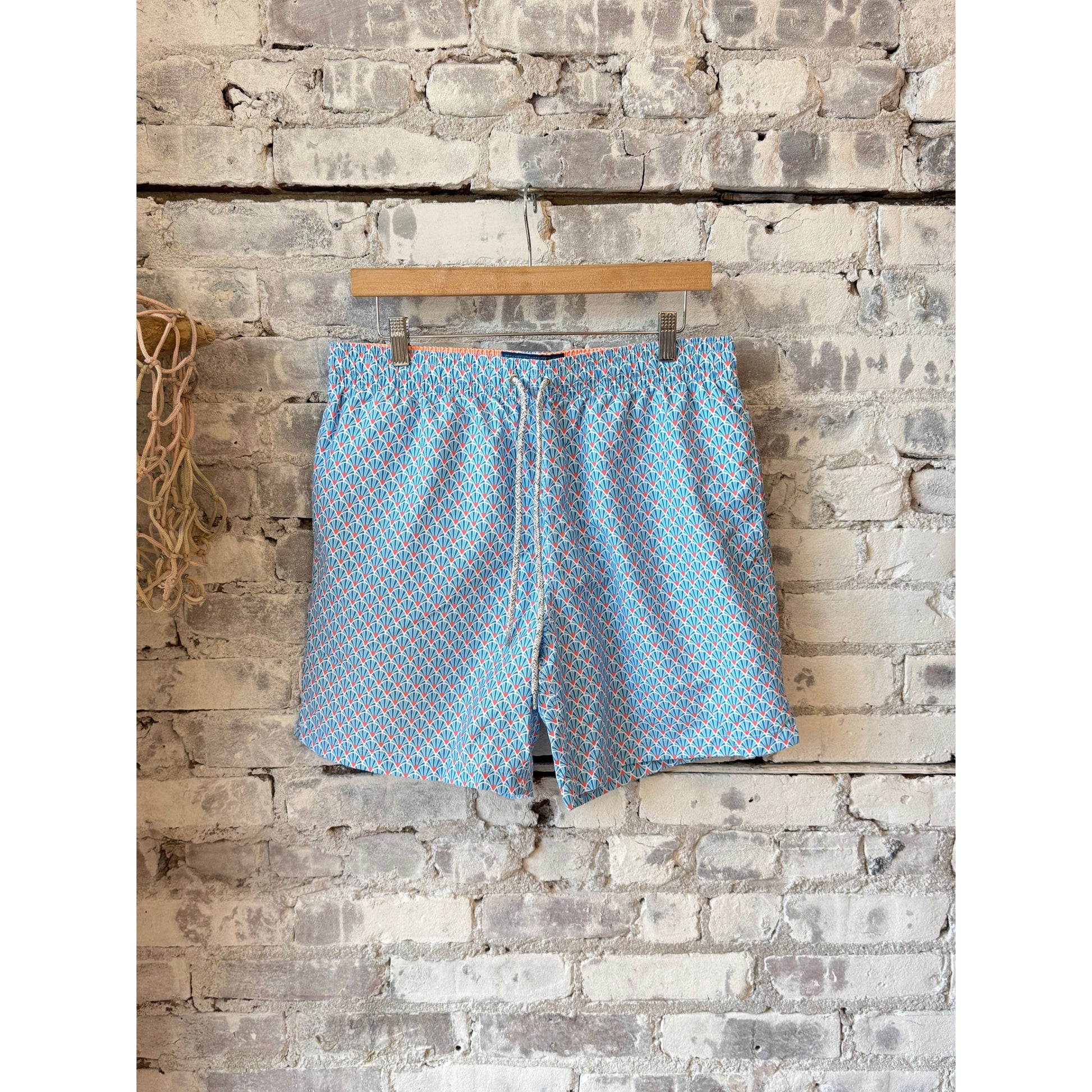 Men's Cyclist Liner Swim Trunks - Fans Sky/Orange - DUNE + SALT